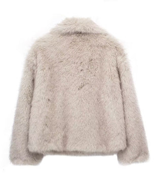 Winter Plush Coat Fashion Warm Thicken Fluffy Lapel Jacket Outwear Casual Long Sleeve Tops Womens Clothing