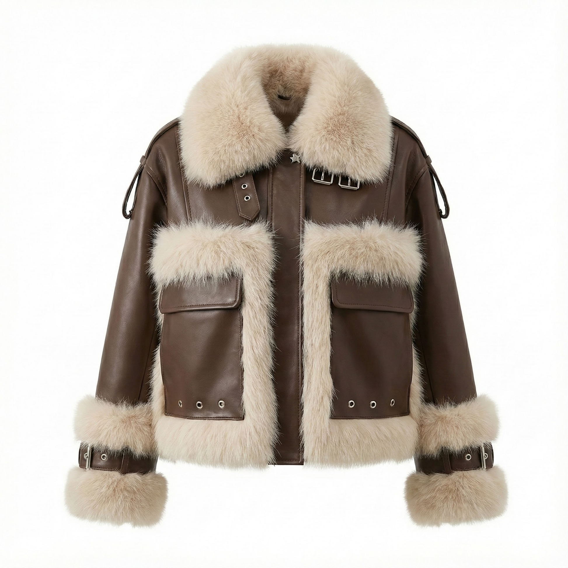 NOREA Luxe Faux-Fur Aviator Jacket