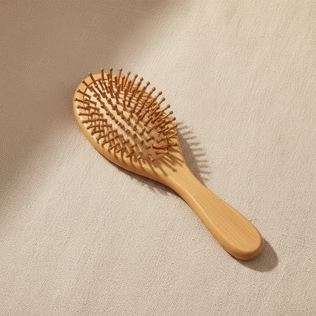 Cepillo de bambú natural NOREA: masaje del cuero cabelludo y desenredo suave