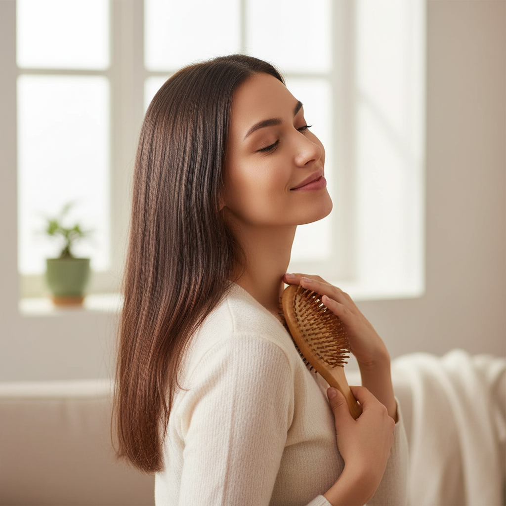 Cepillo de bambú natural NOREA: masaje del cuero cabelludo y desenredo suave